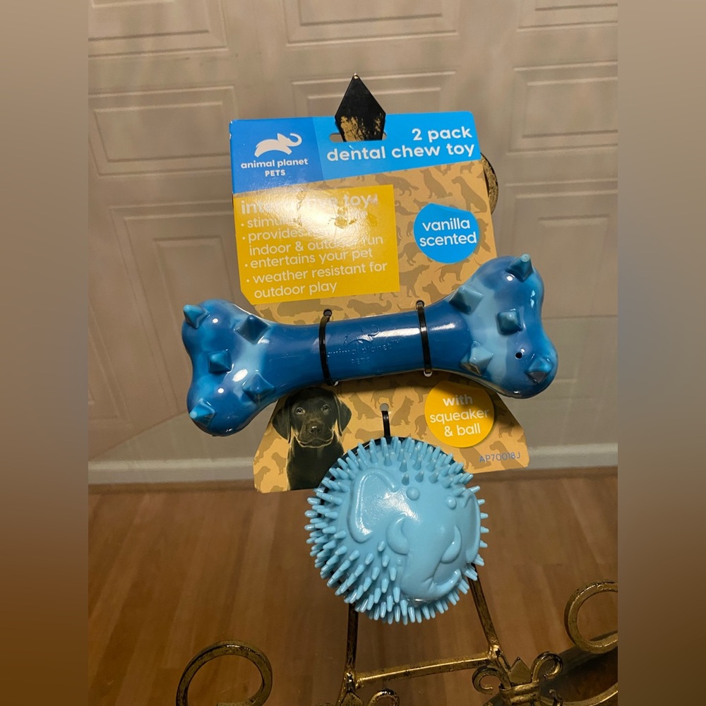 Animal Planet Set Of 2 Interactive Ball 3”  & Bone 6” Dog You With Squeaker